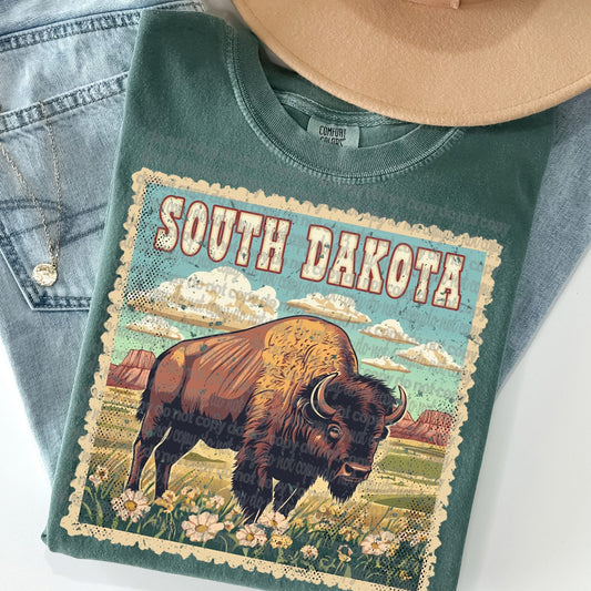 South Dakota Vintage Style Postage Stamp Comfort Colors Tshirt (Copy) (Copy)