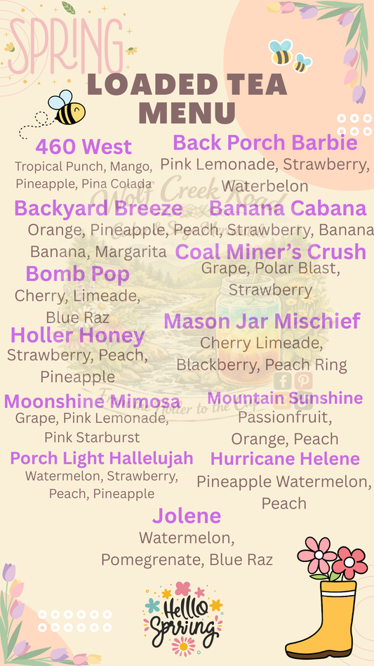 2026 Spring Loaded Tea Bomb Menu