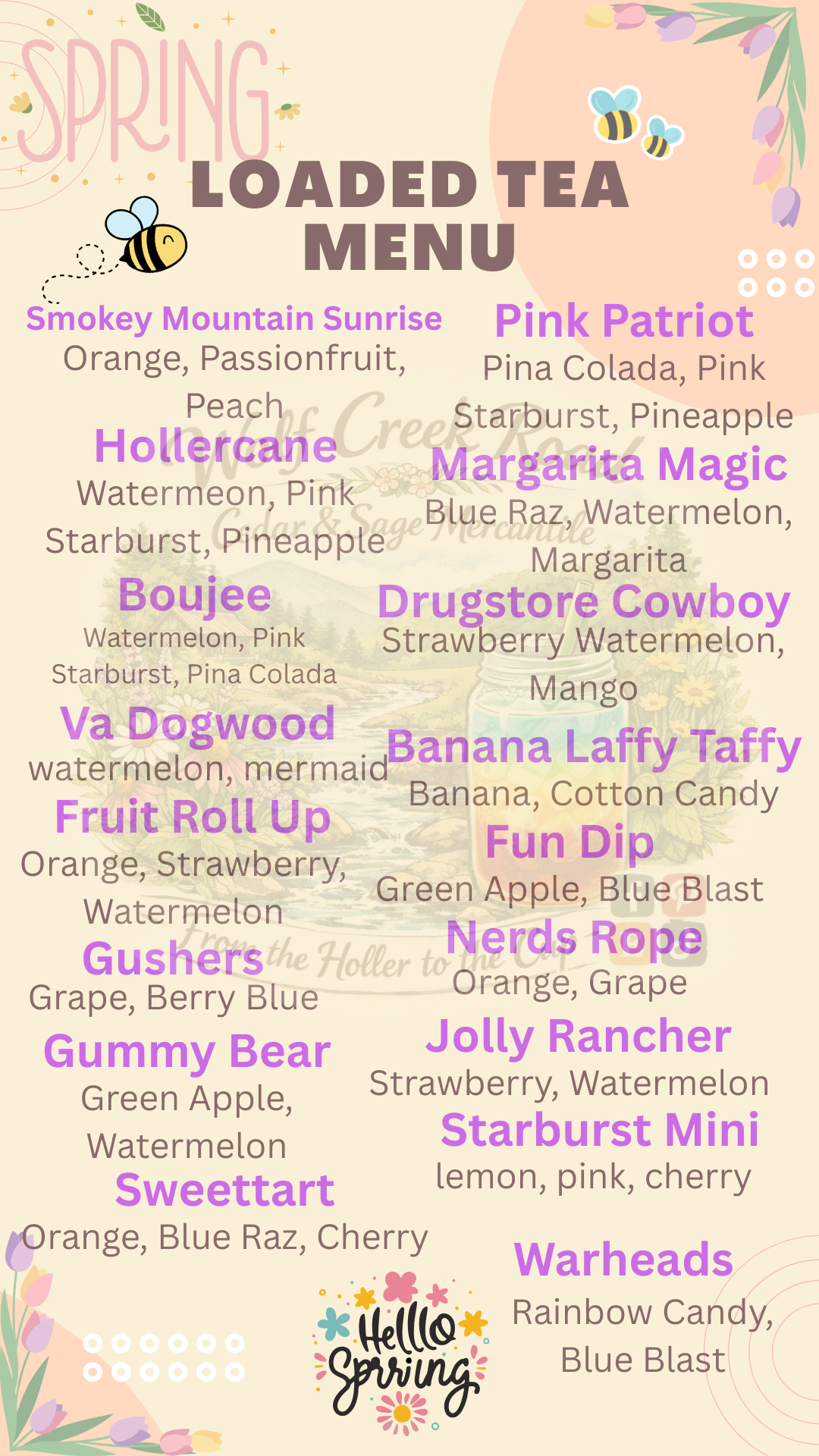 2026 Spring Loaded Tea Bomb Menu