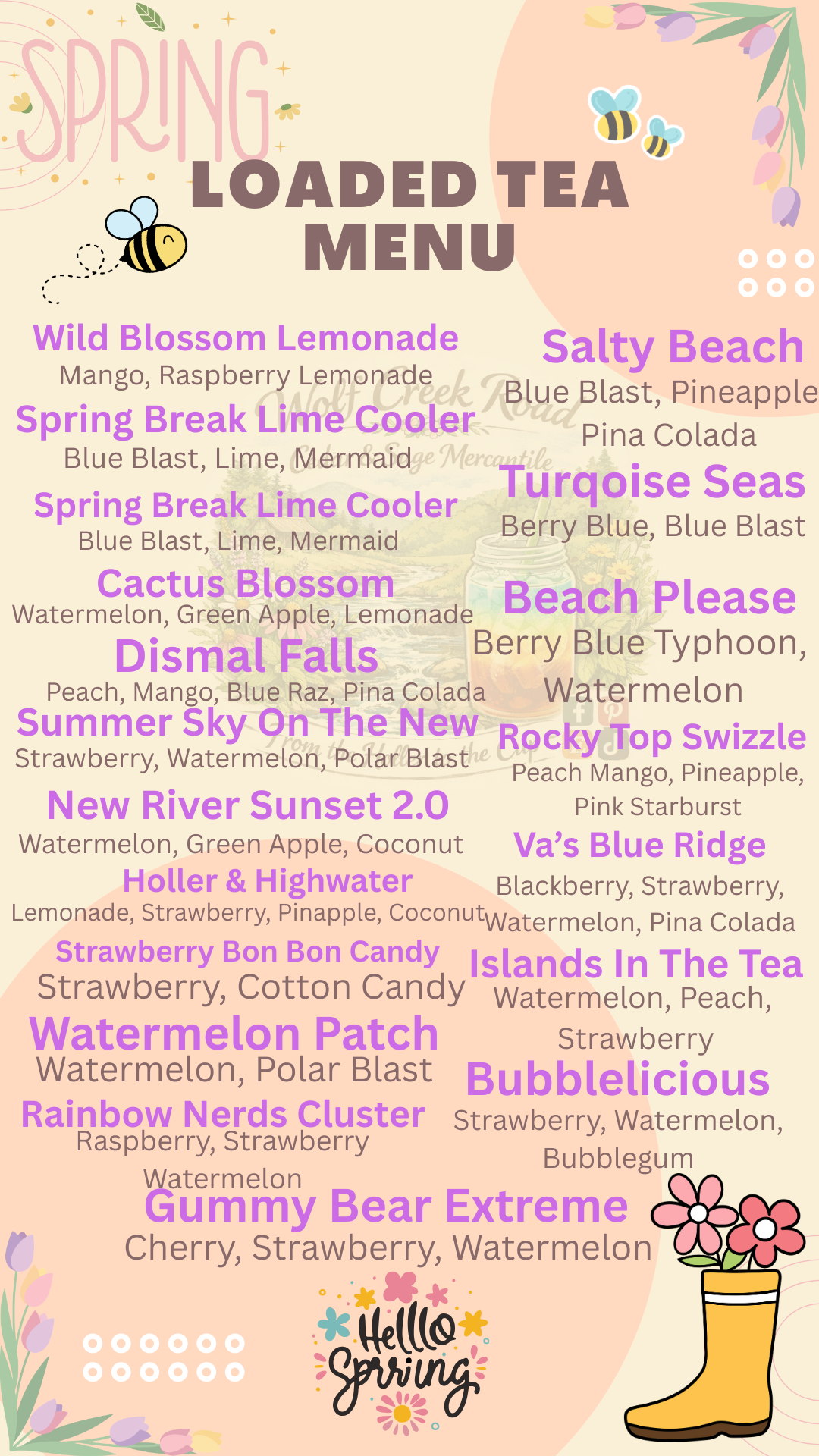 2026 Spring Loaded Tea Bomb Menu