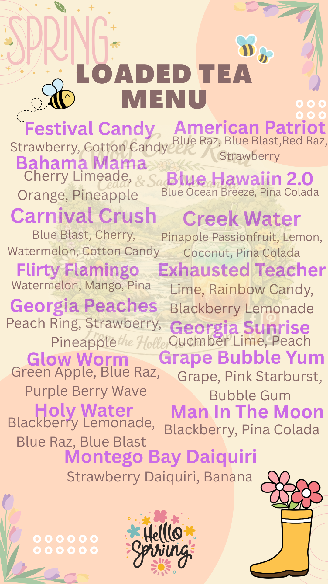 2026 Spring Loaded Tea Bomb Menu
