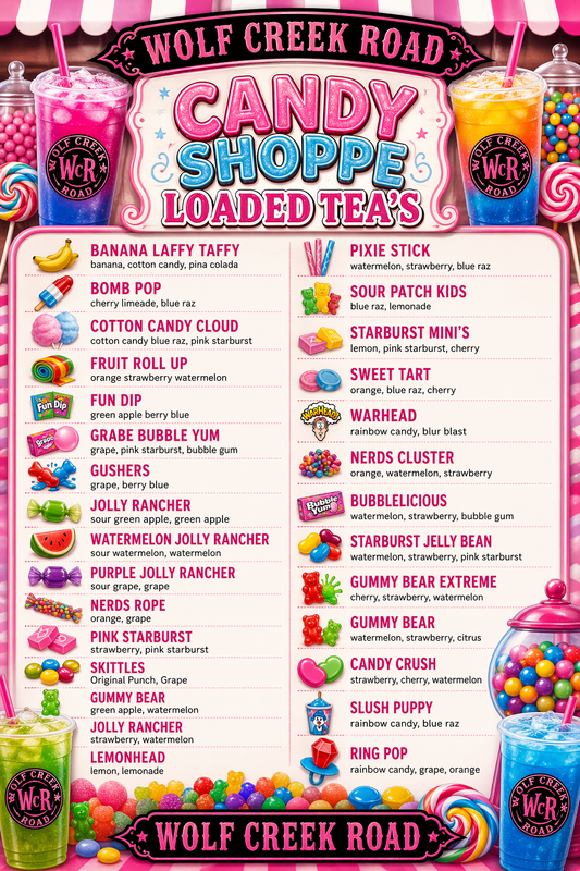 The Candy Shop Loaded Tea Menu