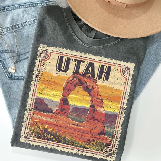 Utah Vintage Style Postage Stamp Comfort Colors Tshirt