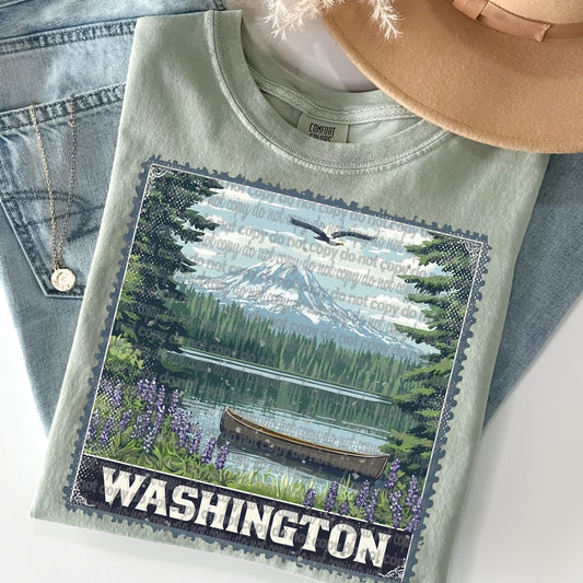 Washington Vintage Style Postage Stamp Comfort Colors Tshirt