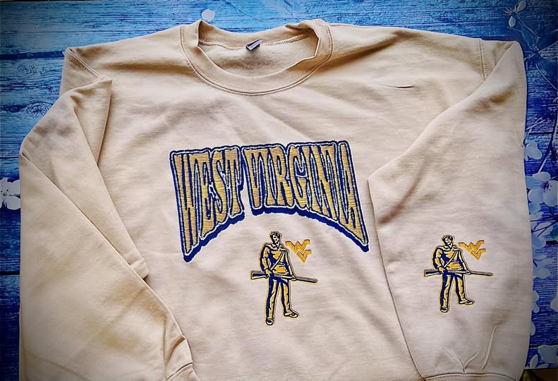 Faux West Virginia Embroidery Patch Crewneck Sweatshirt