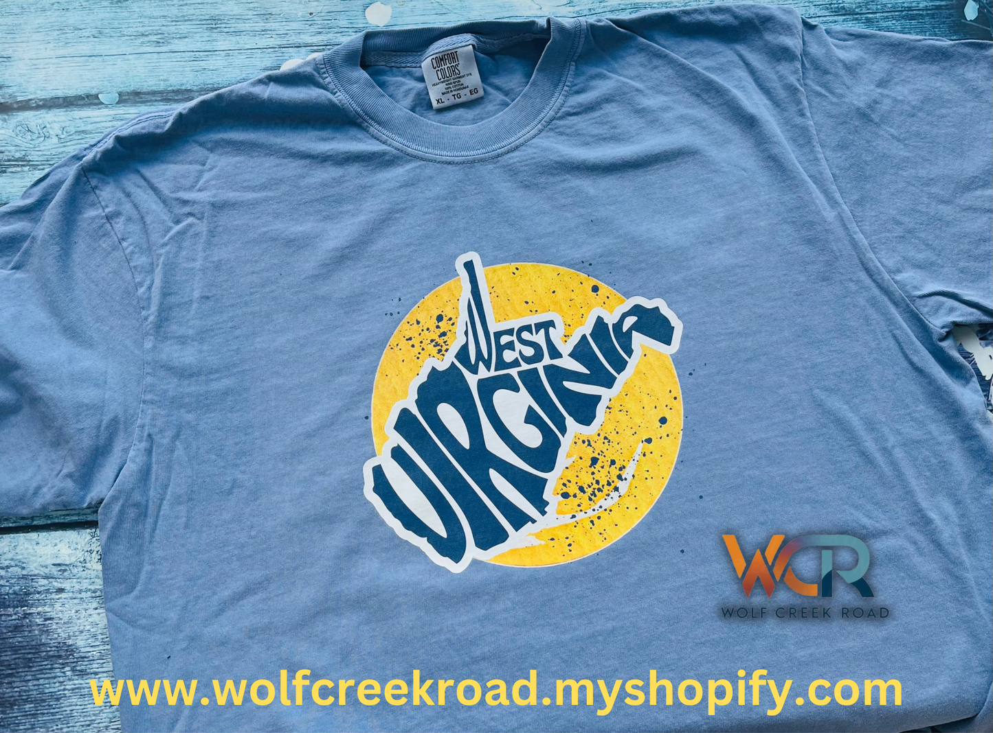 Retro West Virginia Smiley Comfort Colors Tshirt