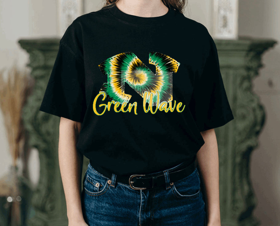 Tie Dye Narrows Green Wave “N” With Black